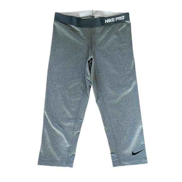 Nike Pro Dri-Fit Gray Capri Leggings - Picture 1 of 7